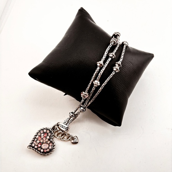 Brighton Power of Pink Breast Cancer Charm Crystal Ribbon Bracelet. - Picture 7 of 7